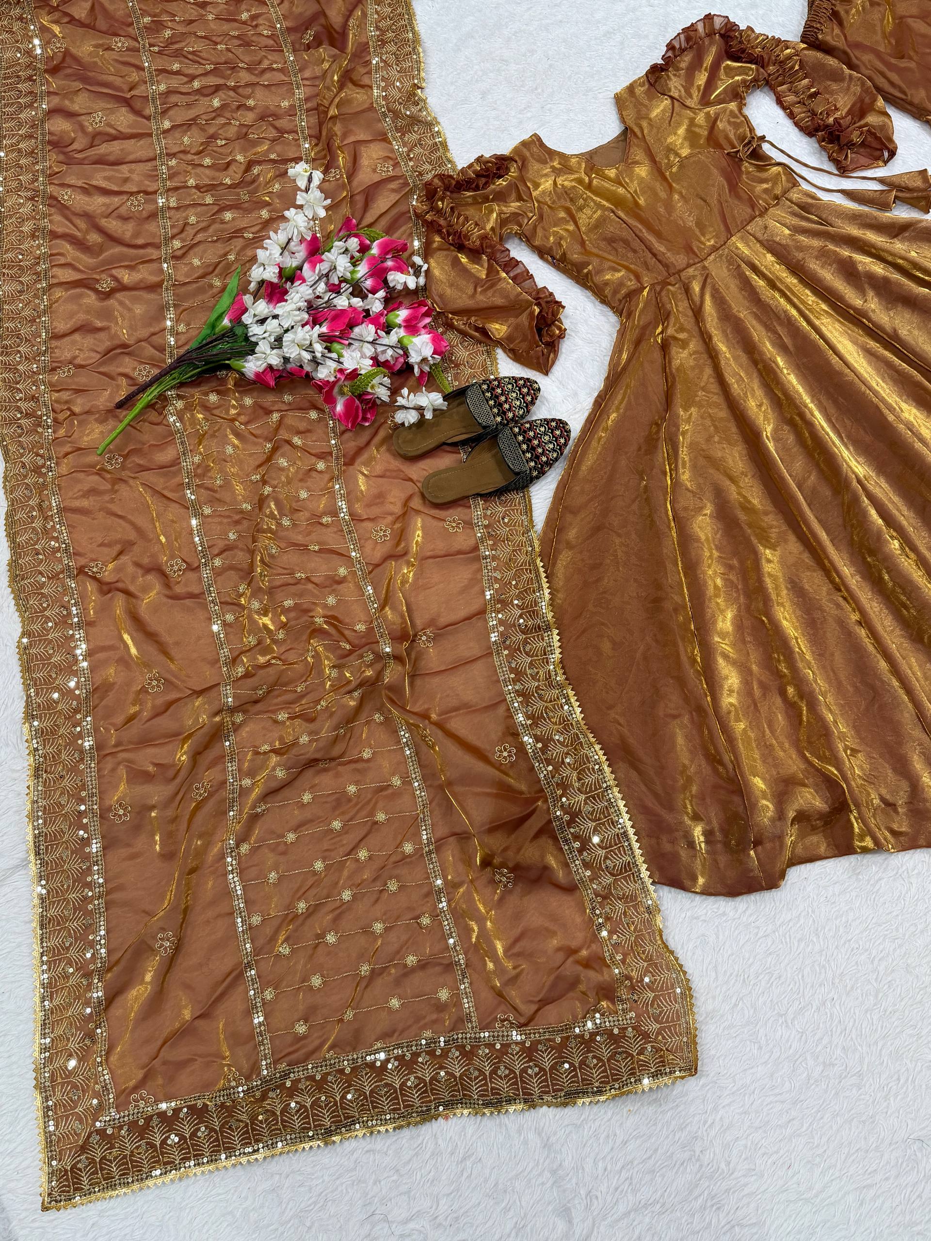 Urban Russet Luminous Flared Anarkali